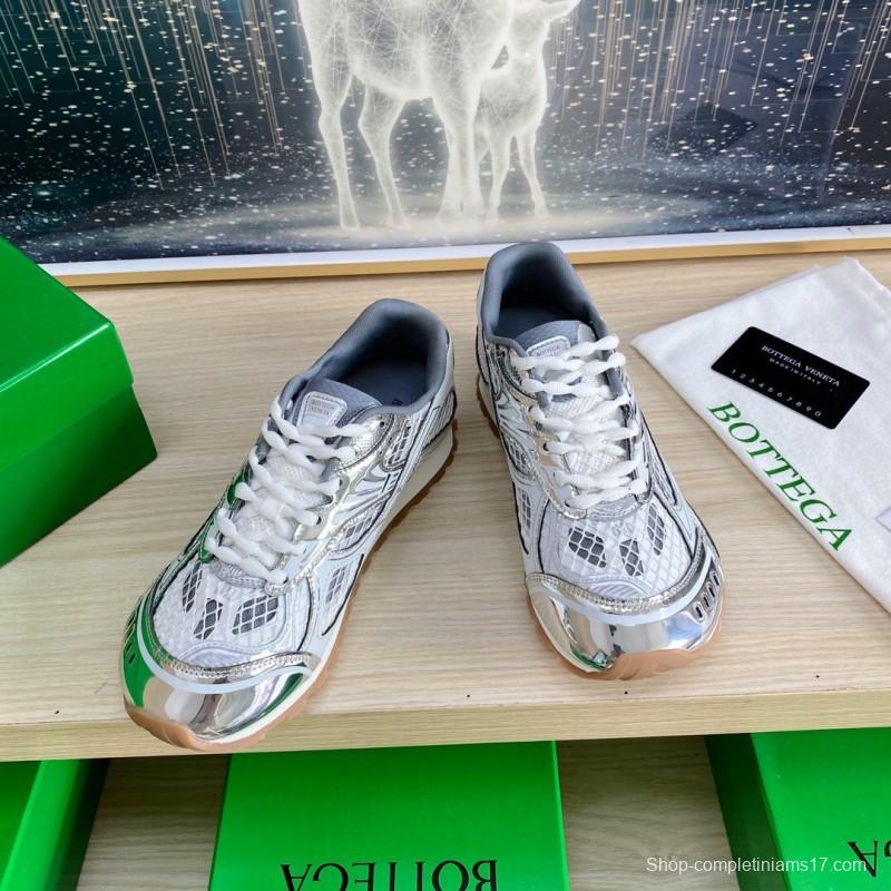 2025 Unisex Bottega Veneta Silver Mesh TPU Runner Sneakers Lightweight Geometric LY00310