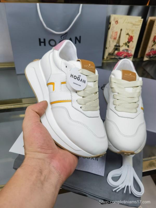 2025 Women HOGAN White Pink Leather Sneakers LY00360