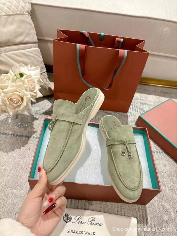 2025 Women LP Light Green Suede Loafers LY00000