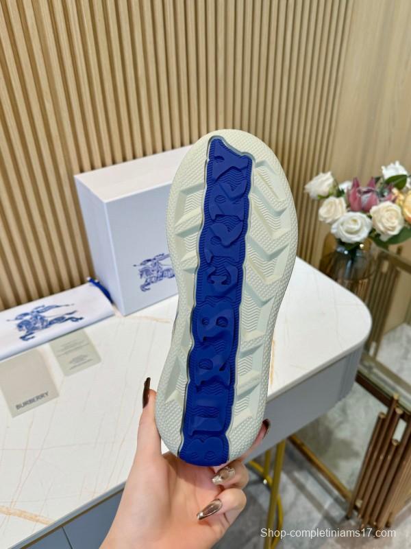 2024 Men Burberry Beige Black Cotton Casual Shoes MJ00320