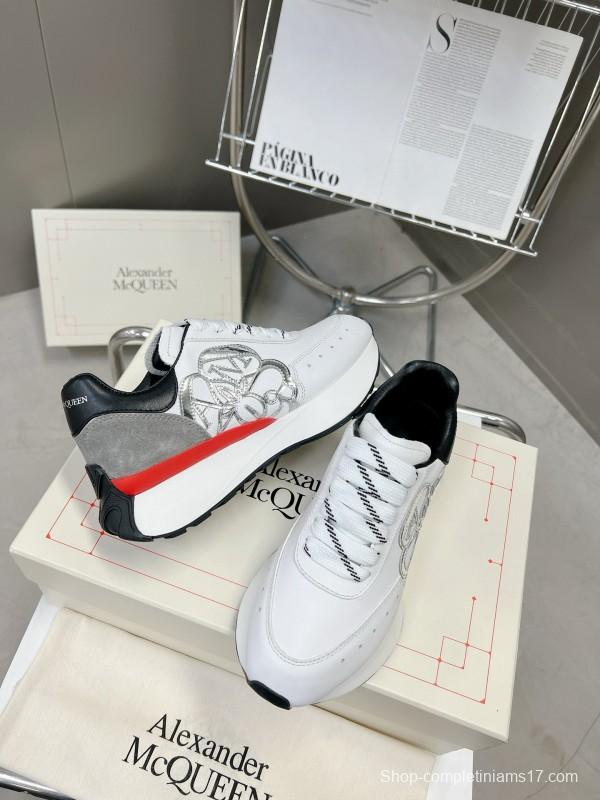 2024 Unisex Alexander McQueen White Black Grey Red Leather Sheepskin Sneakers MJ00370