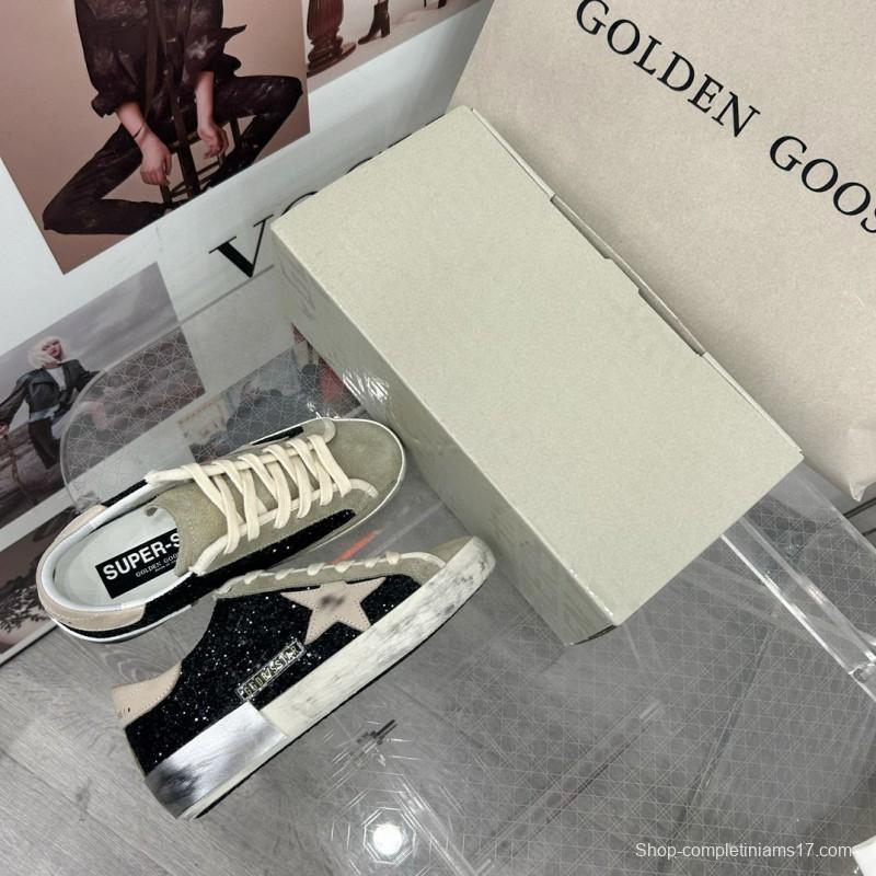 2025 Women GGDB Black Glitter Suede Leather Sneakers MJ00260