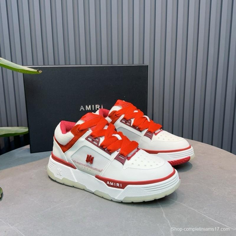2024 Unisex Amiri White Red Leather Sneakers MJ00360
