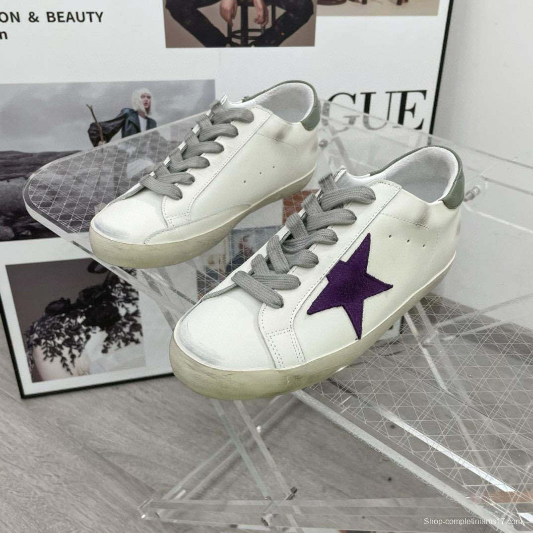 2025 Women GGDB White Purple Leather Sneakers
