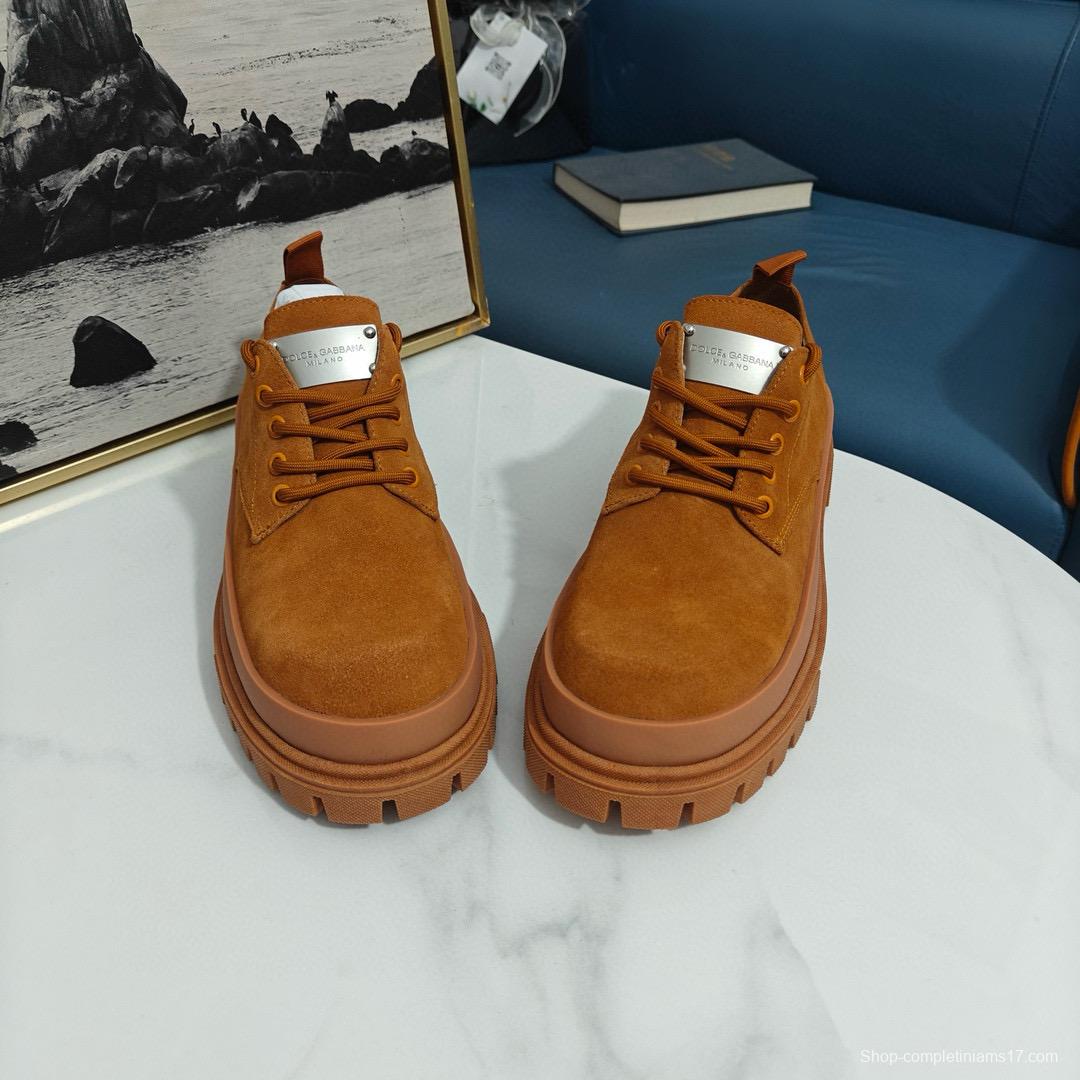 2024 Men Dolce & Gabbana Brown Suede Derby MJ00310