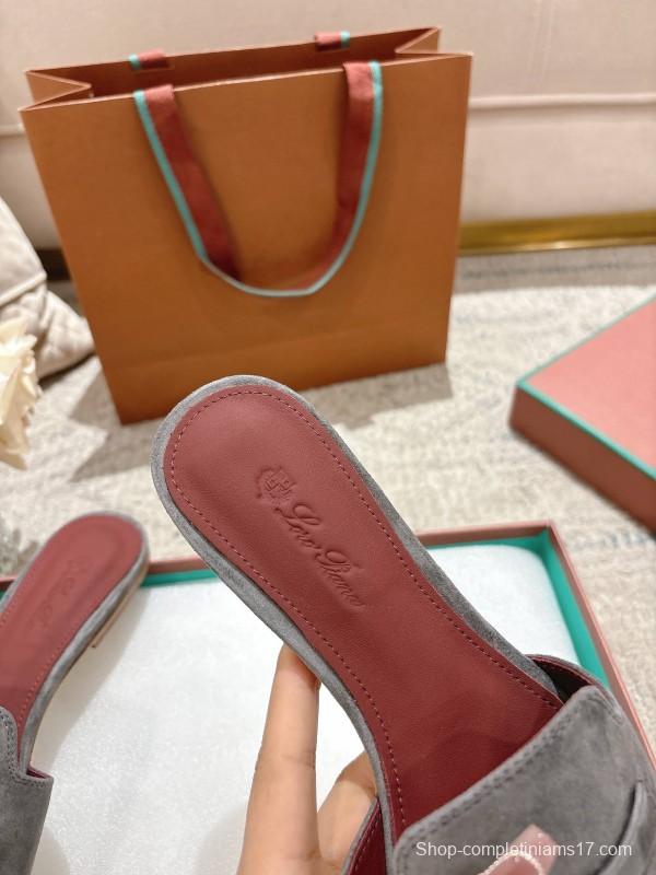 2025 Slippers LP Grey Suede Slippers LY00270