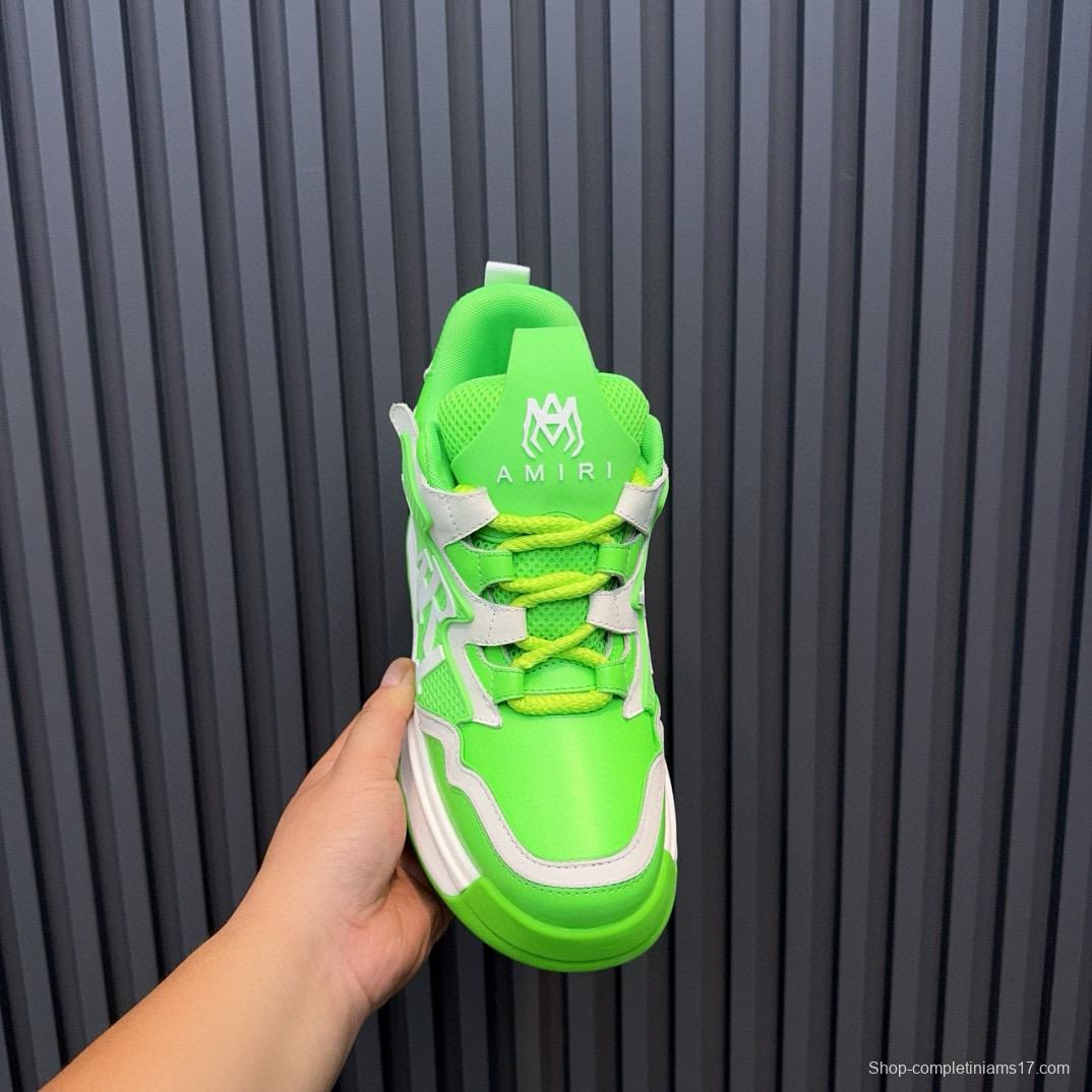 2024 Unisex Amiri Green White Mesh Leather Sneakers MJ00410