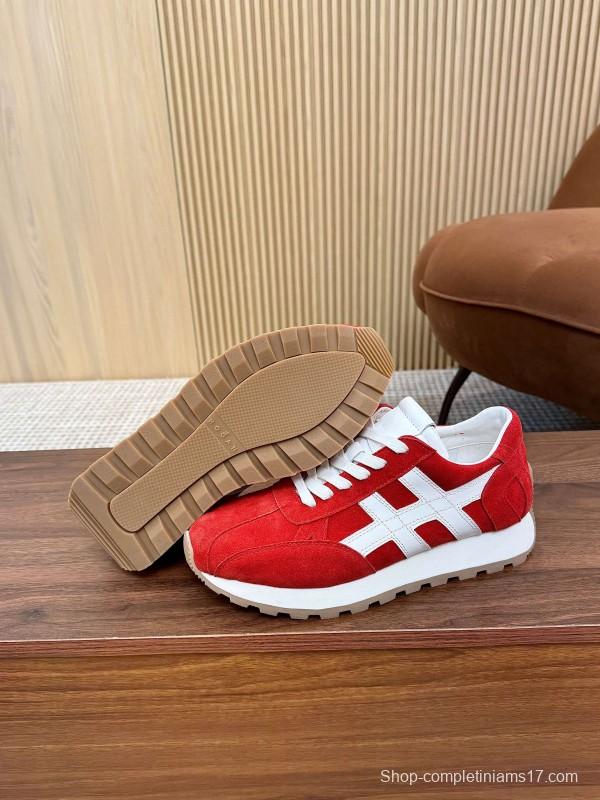 2025 Unisex HOGAN Red White Suede Sneakers