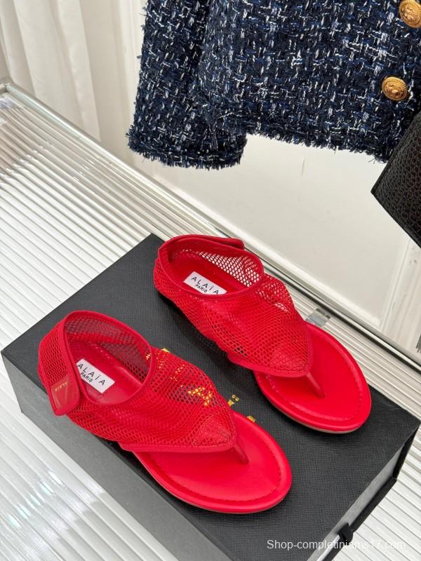 2025 Women YSL Red Mesh Sandals