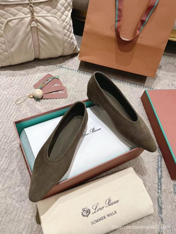 2025 Women LP Brown Suede Ballet Flats