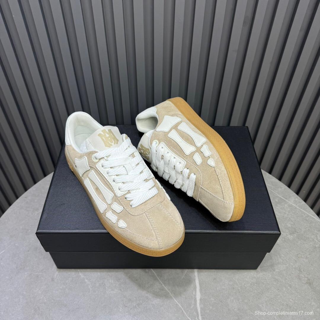 2025 Unisex Amiri Bone White Beige Leather Suede Sneakers LY00280