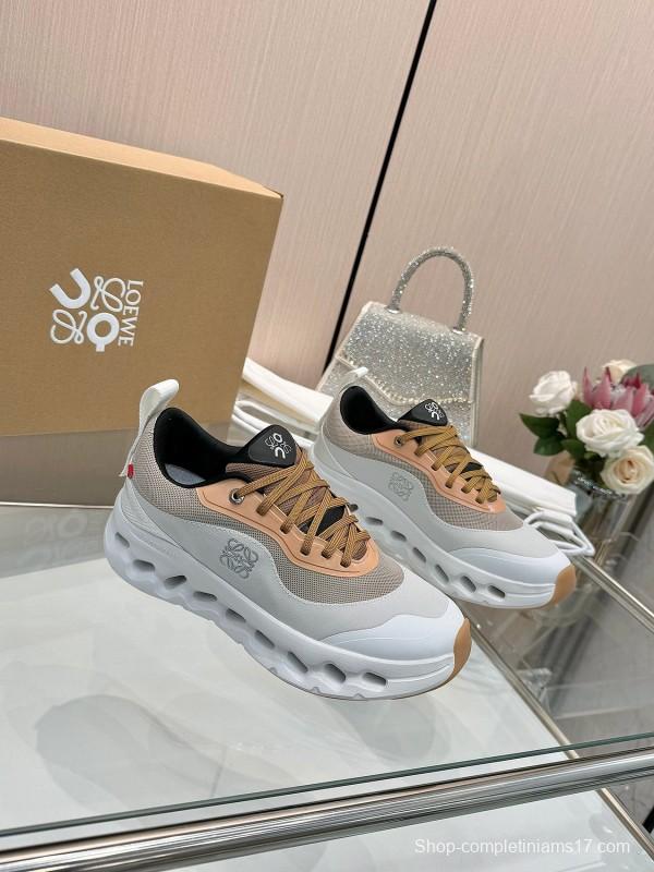 2025 Unisex Loewe White Army Green Orange Blue Black Polyester Mesh Running Shoes Collaboration KFY00300