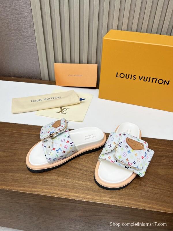2025 Louis Vuitton Multi Color Canvas Slippers