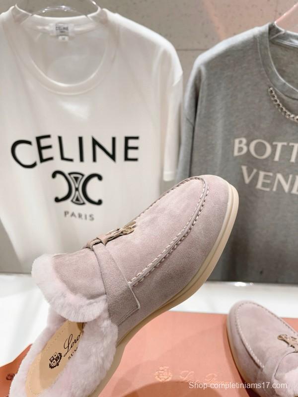2024 Slippers LP light pink suede shearling slippers MJ00300