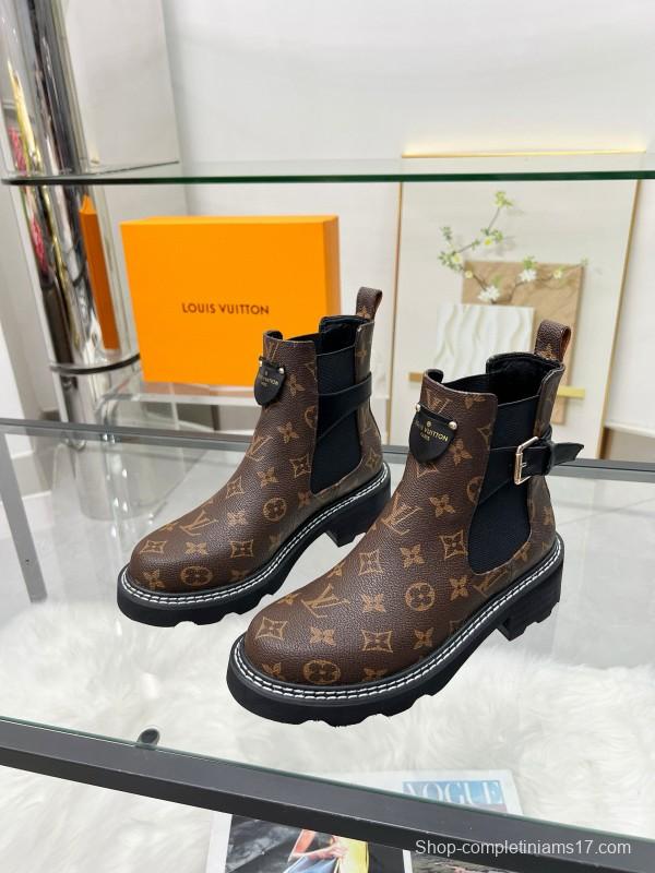 2024 Women Louis Vuitton brown leather ankle boots MJ00310