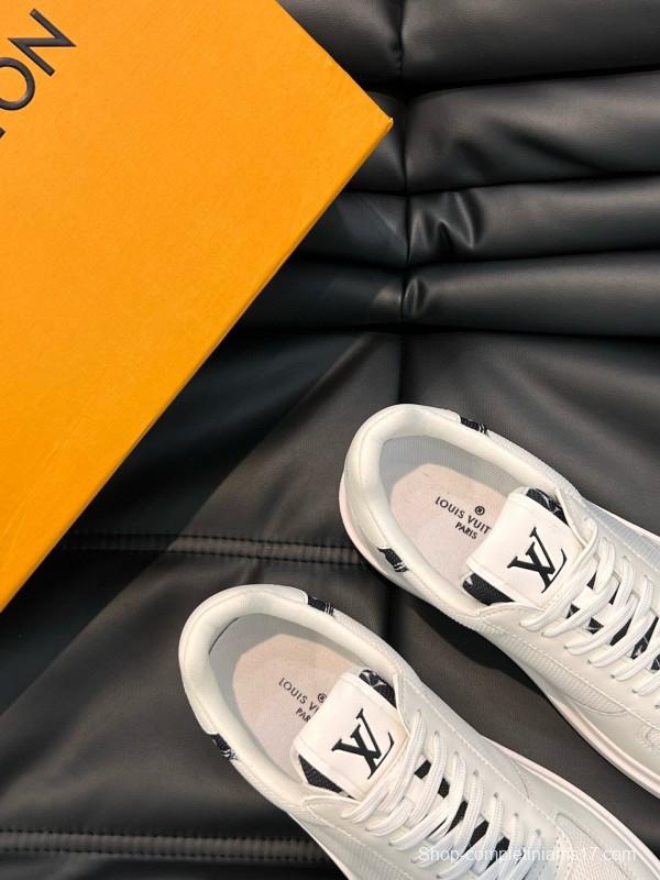2024 Men Louis Vuitton White Leather Mesh Sneakers MJ00400