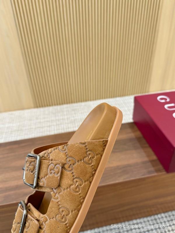 2025 Women Gucci Beige Leather Sandals LY00260