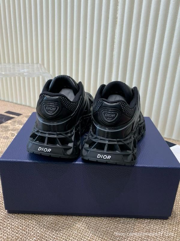 2024 Unisex Dior Black Mesh Leather Sneakers MJ00400