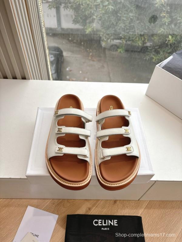 2025 CELINE White Leather Sandals
