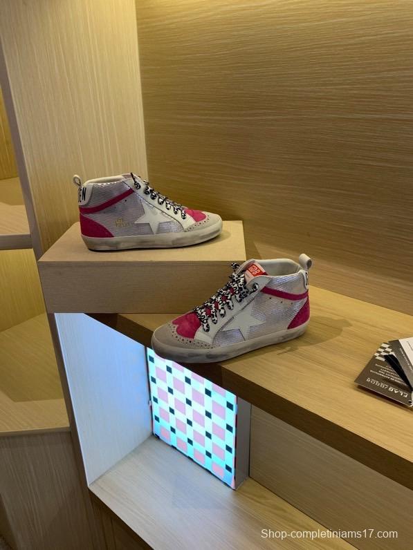2024 Unisex GGDB White Pink Leather Suede High Top Sneakers MJ00300