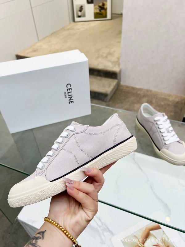 2025 Women Celine Light Grey Canvas Sneakers LY00210