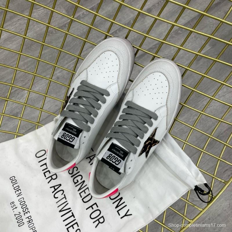 2024 Unisex GGDB White Pink Leopard Print Leather Suede Low Top Sneakers MJ00260