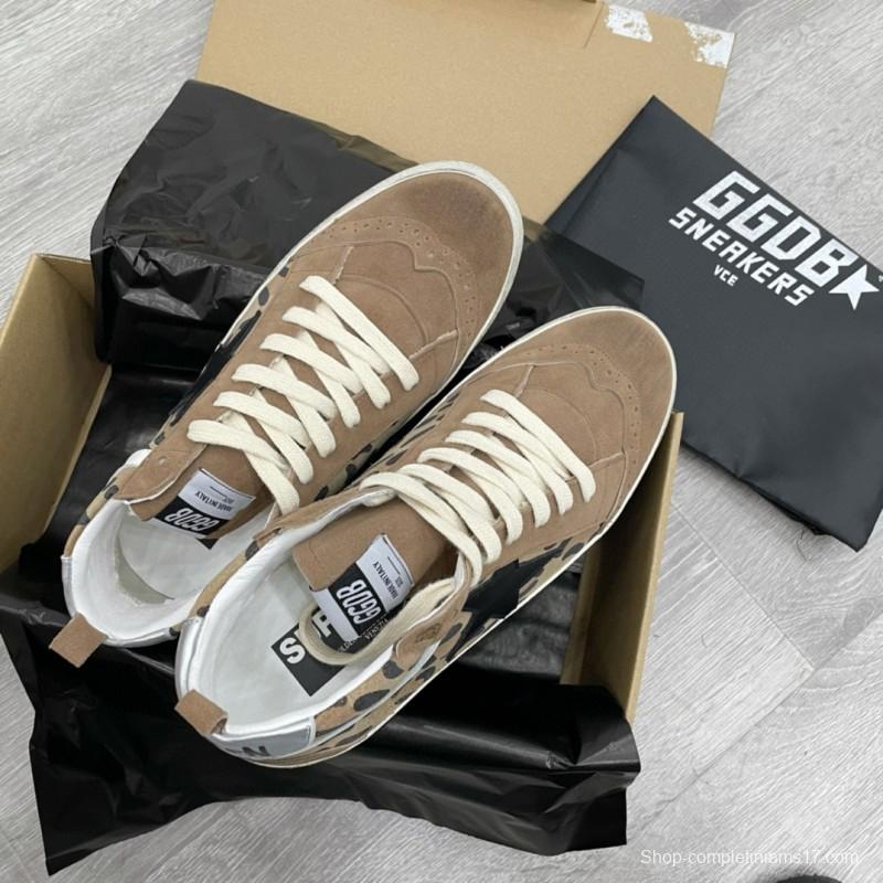 2024 Unisex GGDB Beige Brown Leopard Suede Leather High Top Sneakers MJ00300