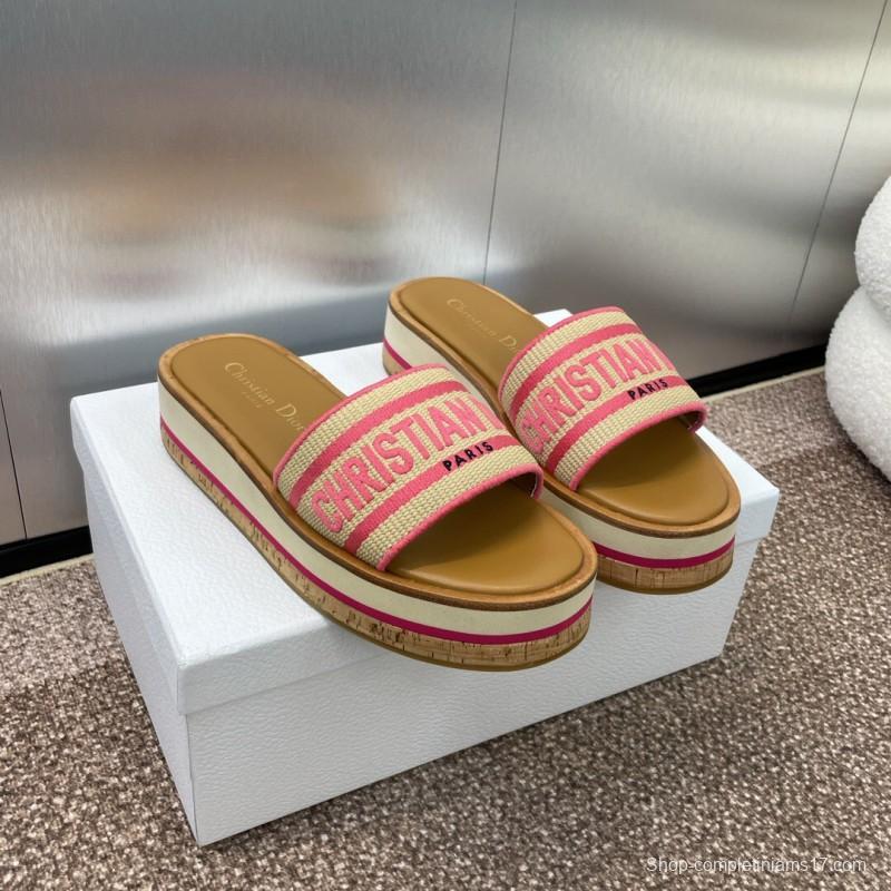 2025 Slippers Dior Pink Canvas Slide