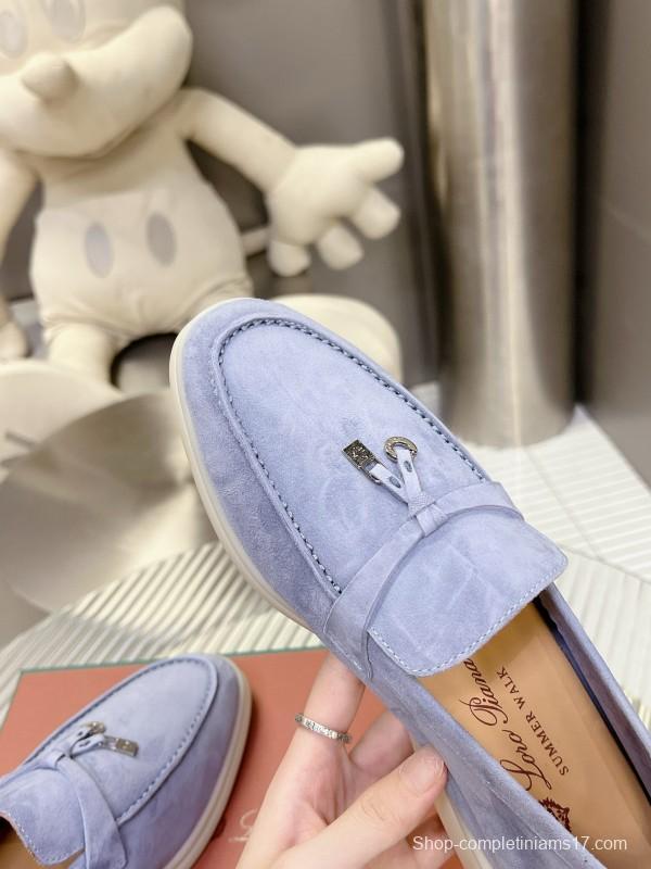 2024 Unisex Le Parmentier Light Blue Suede Loafers MJ00270
