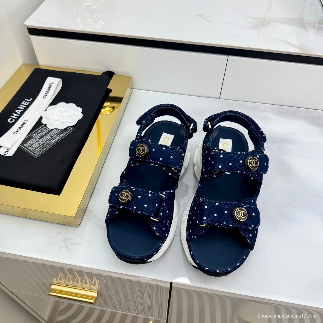 2025 Women Chanel Navy Denim Sandal Sneakers LY00330