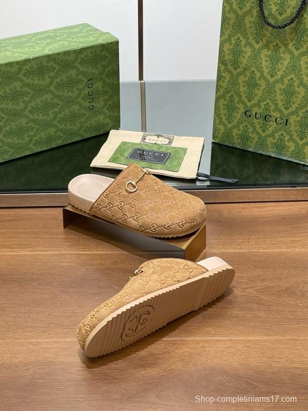 2024 Slippers Gucci Beige Suede Slippers MJ00280