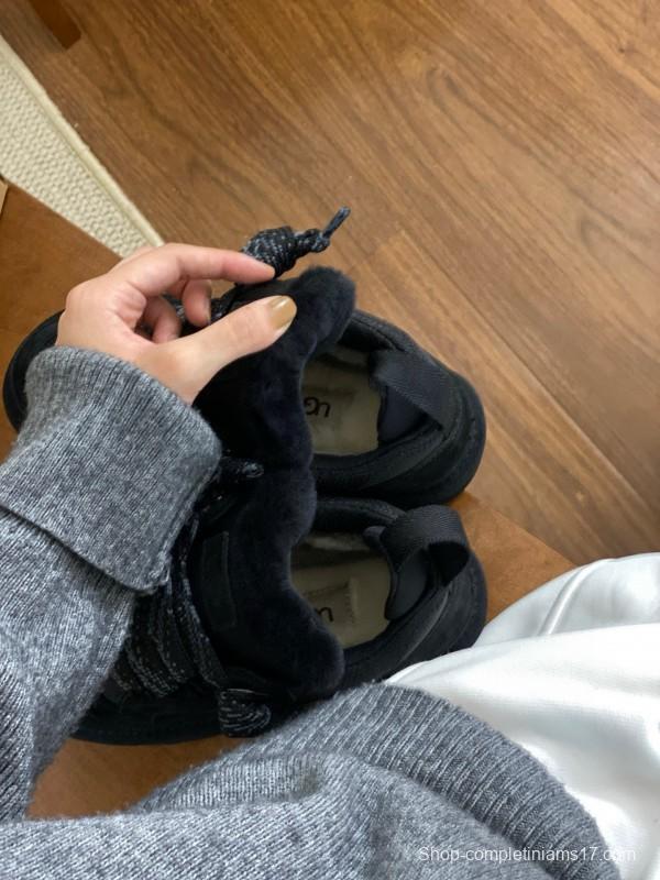 2024 Women UGG Black Knit Suede Sneakers