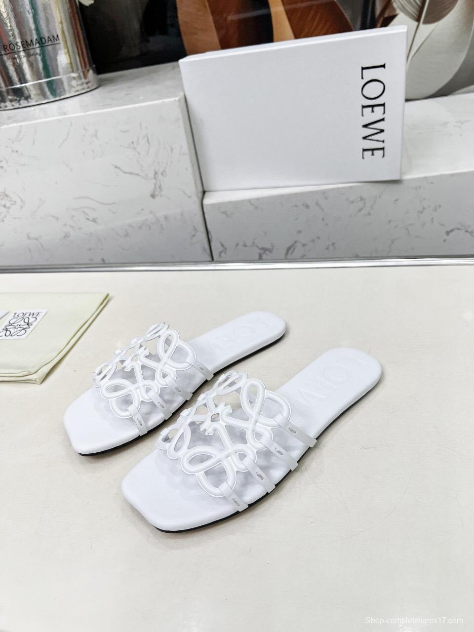 2025 Slippers Loewe White Leather Limited Edition LY00190