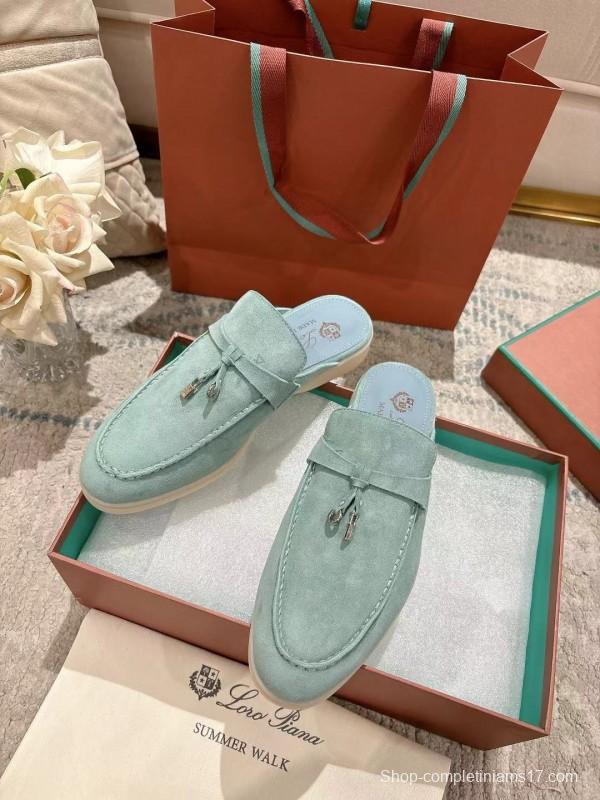 2025 Women LP Mint Green Suede Loafers LY00430F