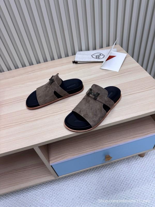 2025 Slippers Hermès Brown Suede Slippers
