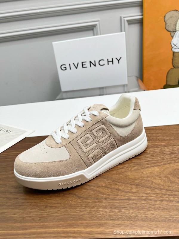 2024 Unisex Givenchy Beige Silk Calfskin Patent Leather Sneakers MJ00380