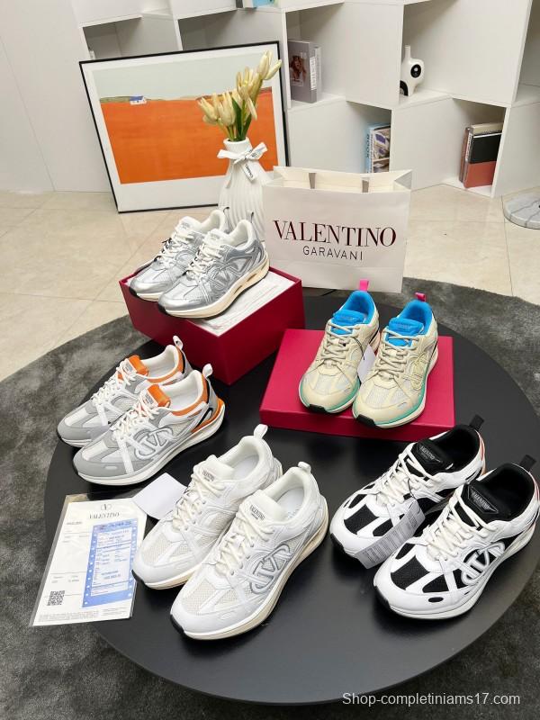 2024 Unisex Valentino Blue Beige Mesh TPU Sneakers Vlogo LY00410
