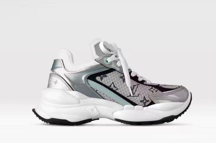 2025 Women Louis Vuitton White Black Mint Leather Mesh Sneakers LY00340