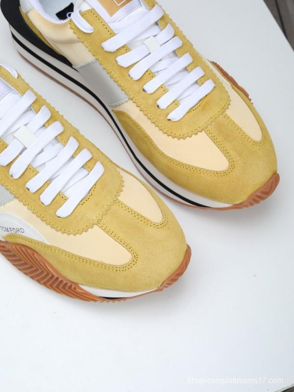 2025 Unisex TOM FORD Yellow White Grey Suede Leather Sneakers LY00360(F)/LY00370(M)