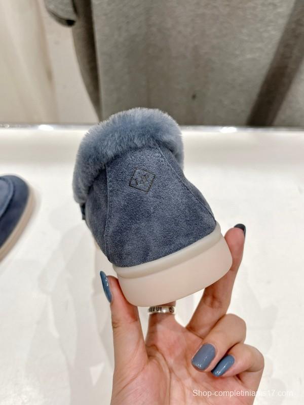 2024 Women LP Blue Suede Shearling Loafers MJ00300