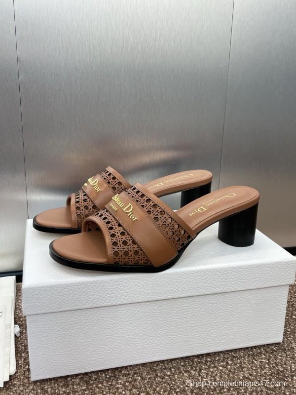 2025 Women Dior Brown Leather Sandals Christian Dior Paris KFY00310