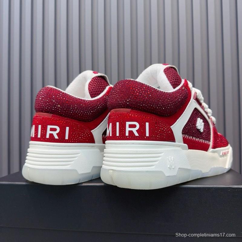 2024 Unisex Amiri Red White Leather Mesh Sneakers MJ00410