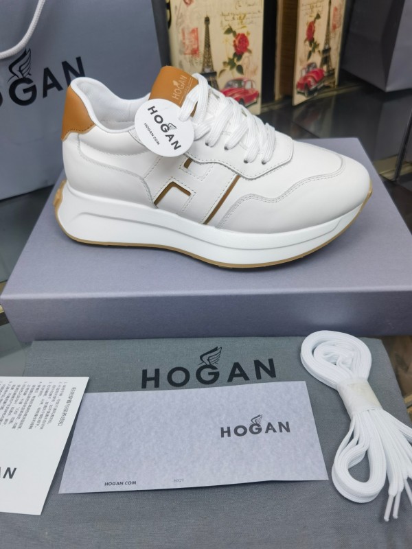 2025 Women HOGAN White Beige Leather Sneakers LY00360(F)