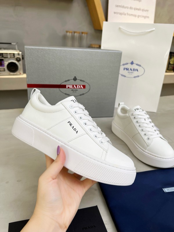 2024 Unisex Prada White Leather Sneakers MJ00310