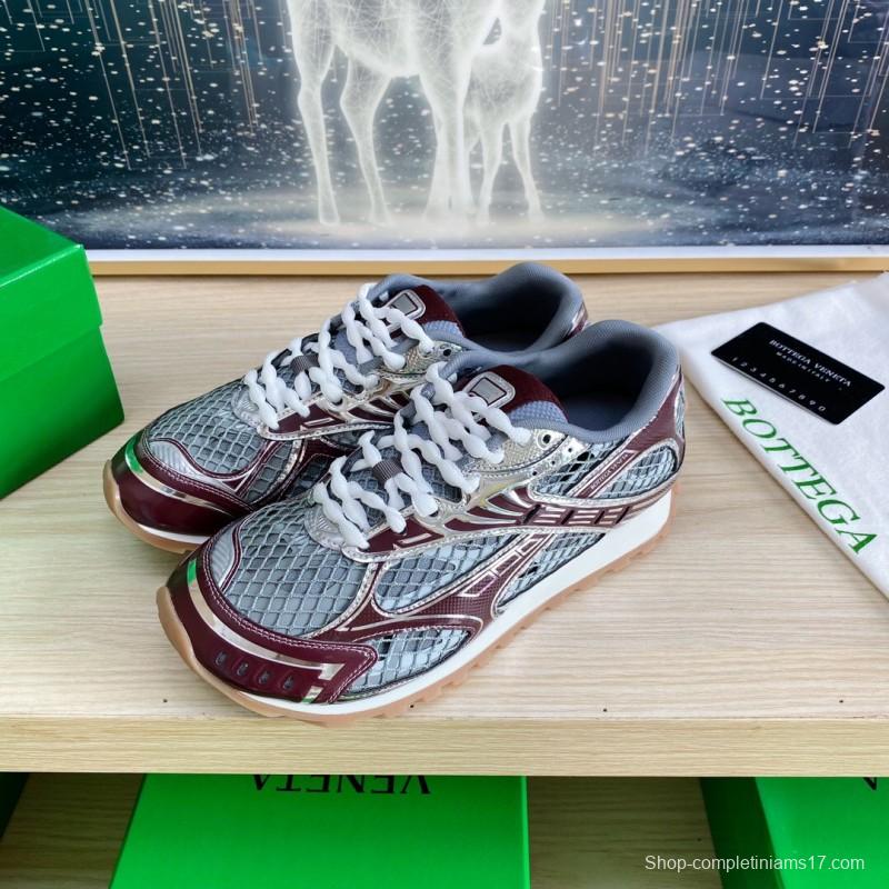 2025 Unisex Bottega Veneta BV Orbit Grey Brown Mesh Runner Sneakers LY00310