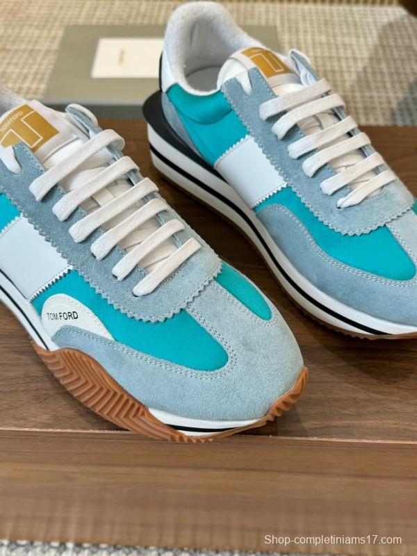 2025 Unisex TOM FORD Blue White Black Suede Leather Sneakers LY00360(F)/LY00370(M)