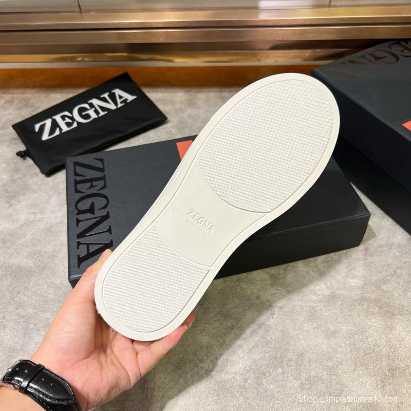 2024 Men Ermenegildo Zegna Brown Calfskin Leather Sneakers LY00000