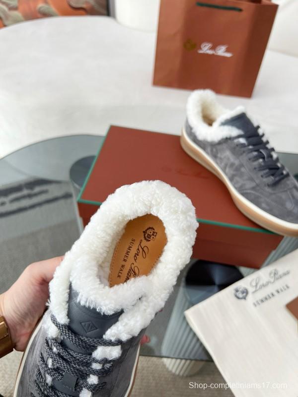 2024 Unisex Le Parmentier Grey Suede Rubber Low Top Sneakers MJ00350