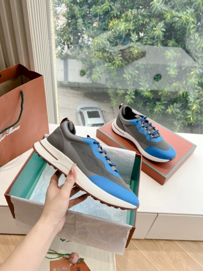 2024 Unisex Le Parmentier Blue Grey Knit Casual Sneakers Top Version MJ00340