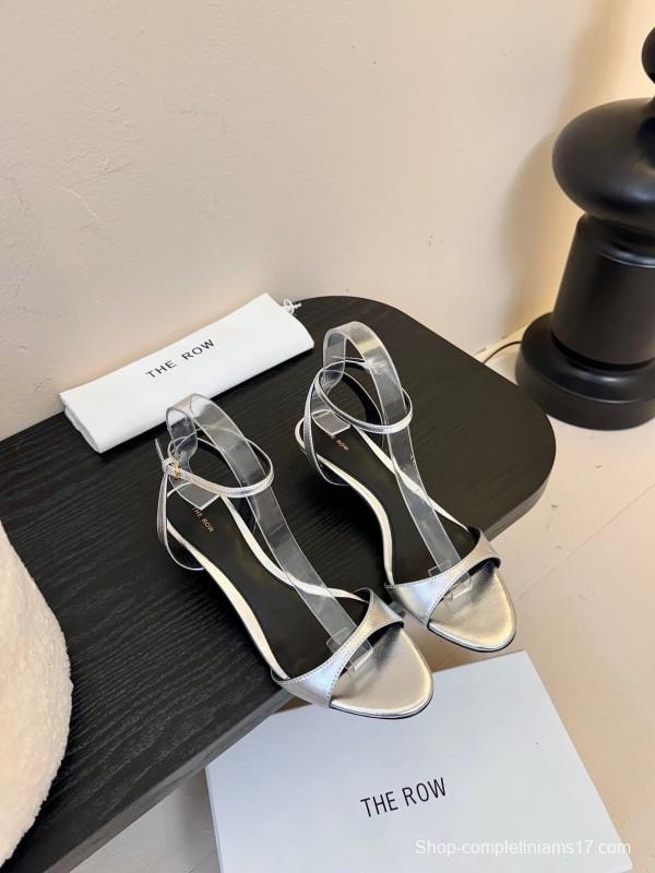 2025 Women The Row Silver Leather Sandals